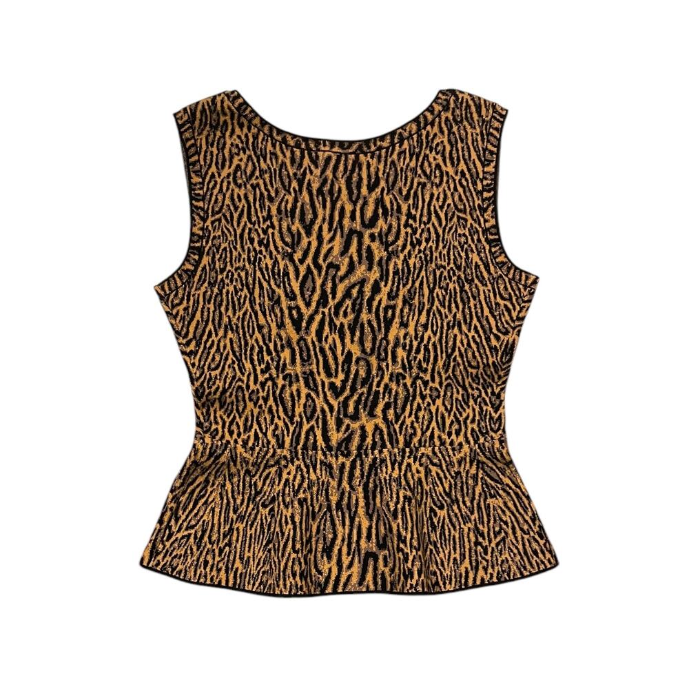 Vintage Y2K BCBG knit low-back leopard peplum top Size XXS